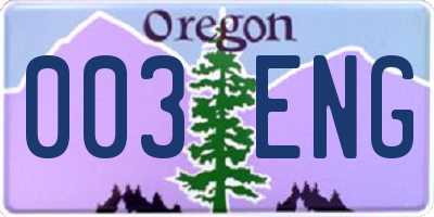 OR license plate 003ENG