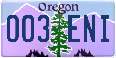 OR license plate 003ENI