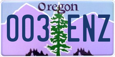 OR license plate 003ENZ