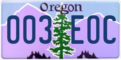 OR license plate 003EOC