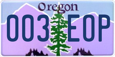 OR license plate 003EOP