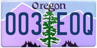 OR license plate 003EOQ