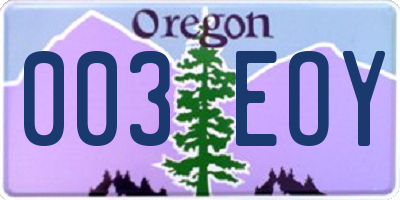 OR license plate 003EOY