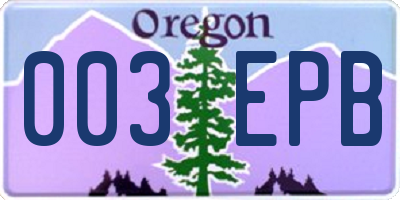 OR license plate 003EPB