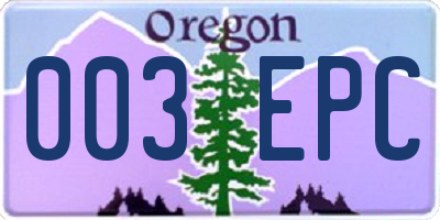 OR license plate 003EPC