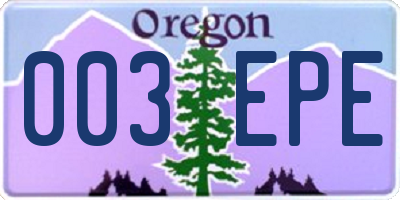 OR license plate 003EPE