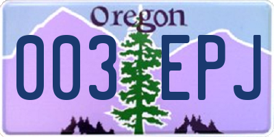 OR license plate 003EPJ