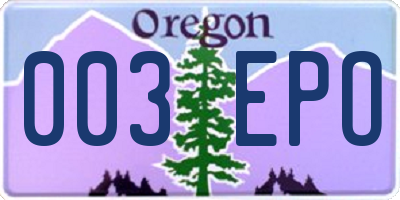 OR license plate 003EPO