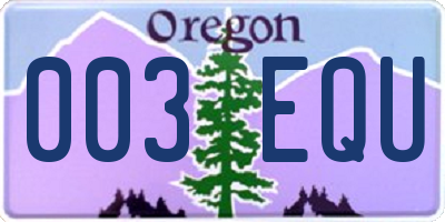 OR license plate 003EQU