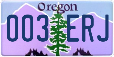 OR license plate 003ERJ