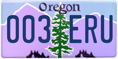 OR license plate 003ERU