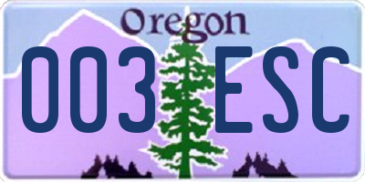 OR license plate 003ESC