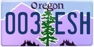 OR license plate 003ESH