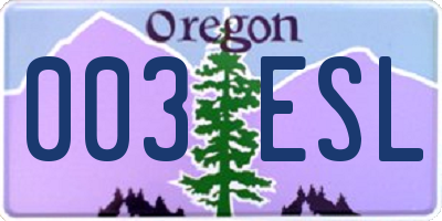 OR license plate 003ESL