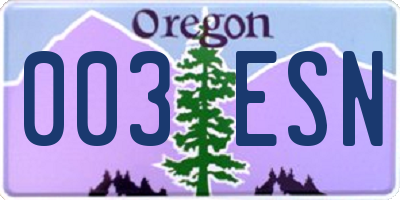 OR license plate 003ESN