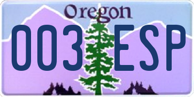 OR license plate 003ESP