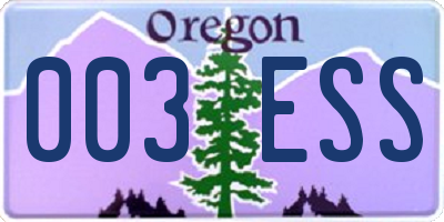 OR license plate 003ESS