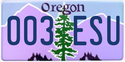 OR license plate 003ESU