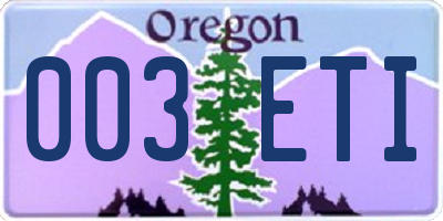 OR license plate 003ETI