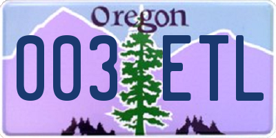OR license plate 003ETL