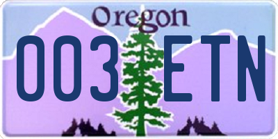 OR license plate 003ETN