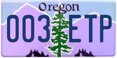 OR license plate 003ETP