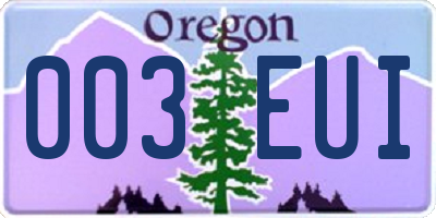OR license plate 003EUI