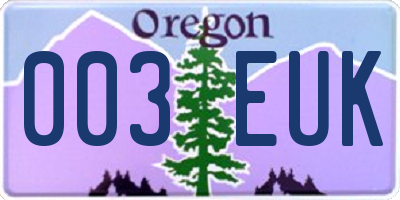 OR license plate 003EUK