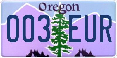 OR license plate 003EUR