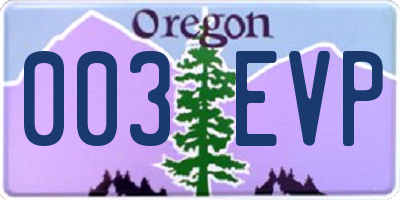 OR license plate 003EVP