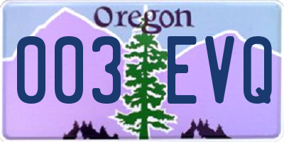 OR license plate 003EVQ