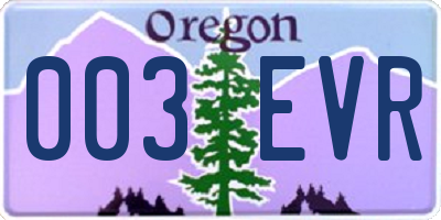 OR license plate 003EVR