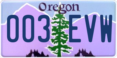 OR license plate 003EVW