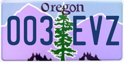 OR license plate 003EVZ