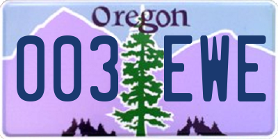 OR license plate 003EWE