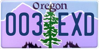 OR license plate 003EXD