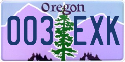 OR license plate 003EXK
