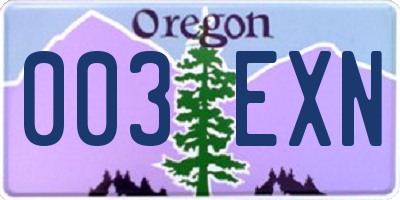 OR license plate 003EXN