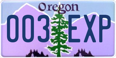 OR license plate 003EXP