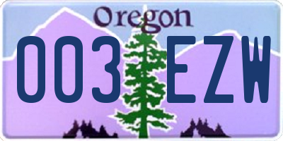 OR license plate 003EZW