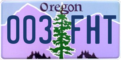 OR license plate 003FHT