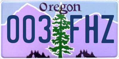 OR license plate 003FHZ