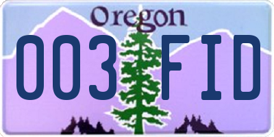OR license plate 003FID