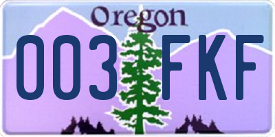 OR license plate 003FKF