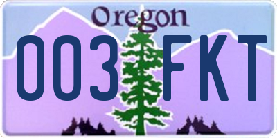 OR license plate 003FKT