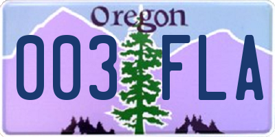 OR license plate 003FLA
