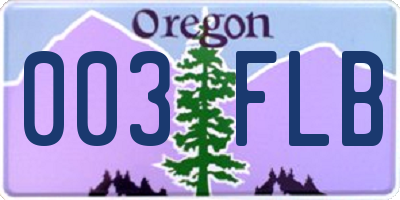 OR license plate 003FLB