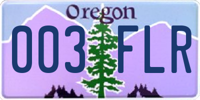 OR license plate 003FLR