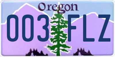 OR license plate 003FLZ