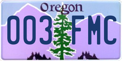OR license plate 003FMC